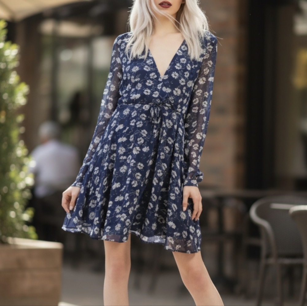Glamorous petite floral chiffon day dress size 12 uk
